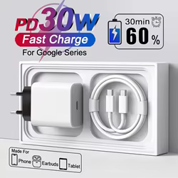 Cargador Original Google Pixel 30W USB-C Carga Rápida - Series 6 a 10 Pro XL
