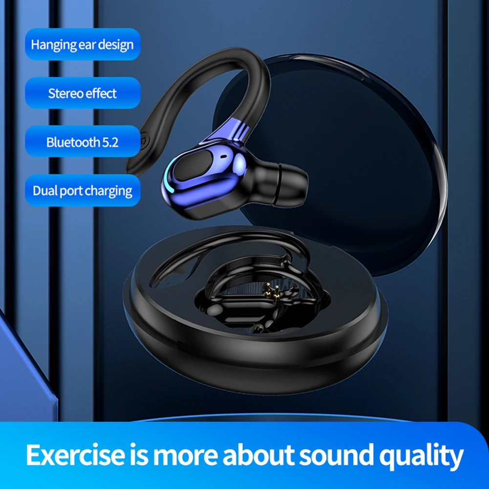 Auriculares M-F8 con Bluetooth 5,2, cascos con gancho para llamadas de música, estéreo, Mini auriculares con cancelación de ruido para deportes y juegos - imagen 4