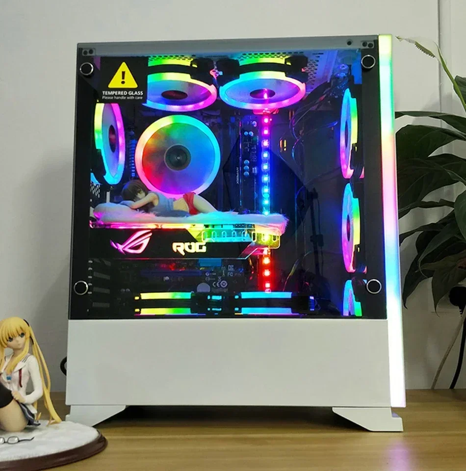 Wovibo-Ventilador con carcasa RGB para Pc y ordenador, enfriador silencioso Argb de 120mm, 6 pines, 12cm, placa base sincronizada Aura Sync - imagen 5