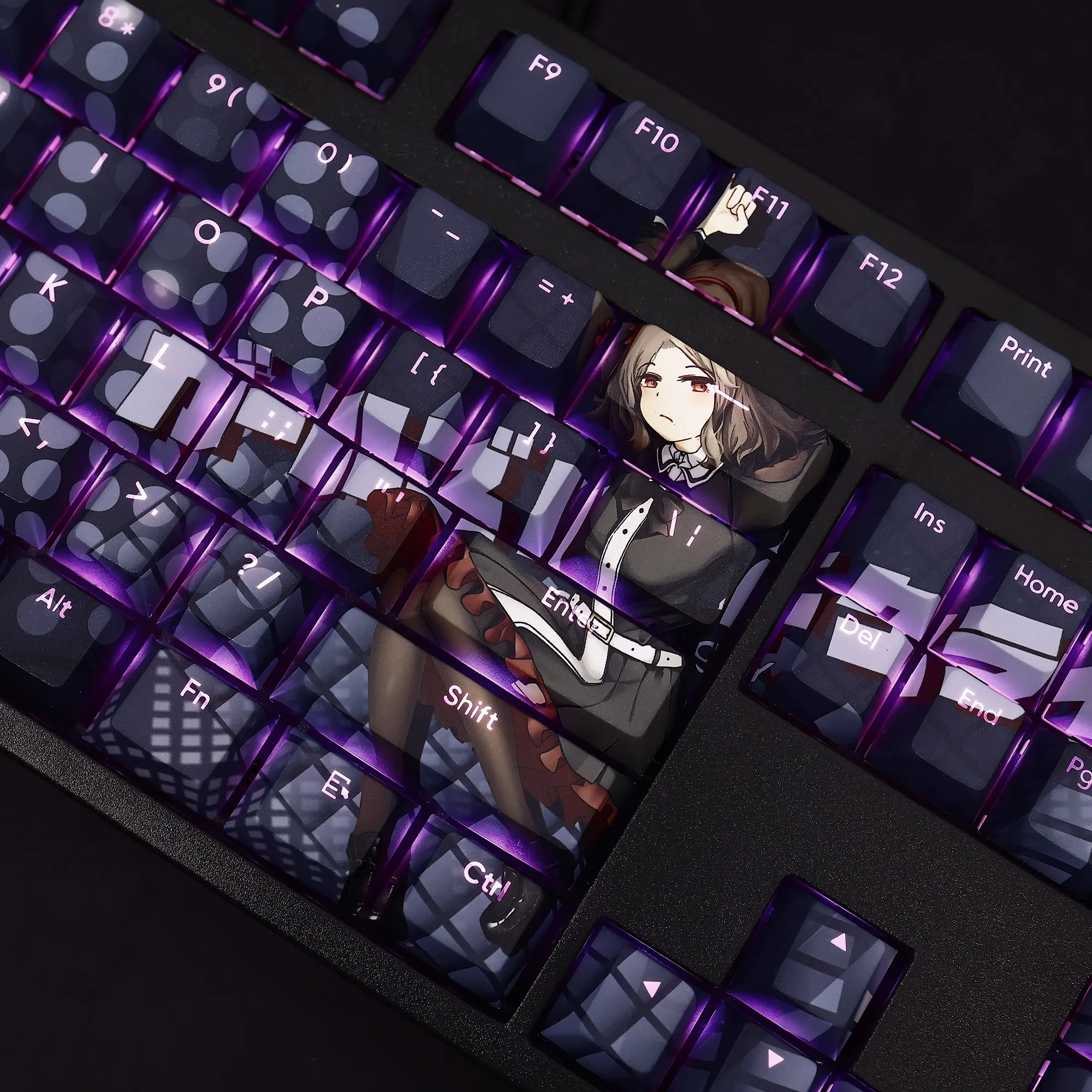 108 teclas/juego GIRLS BAND CRY Keycap PBT tinte subcama retroiluminado Keycaps dibujos animados Anime Gaming Key Caps para ANSI 61 87 104 108 diseño - imagen 4