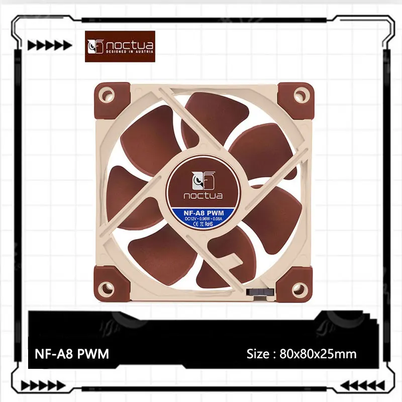 Noctua NF-A8 80mm 12v/5v ventilador de refrigeración de ordenador 3 pines/4 pines PWM ventiladores de radiador silenciosos para caja de PC refrigeración ventilador enfriador de CPU reemplazar