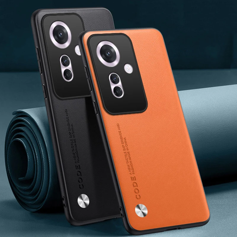 Funda de cuero PU de lujo para OPPO Reno 11F Reno11F, funda trasera de silicona TPU, funda de teléfono de protección completa para OPPO Reno 11A Reno11A - imagen 2