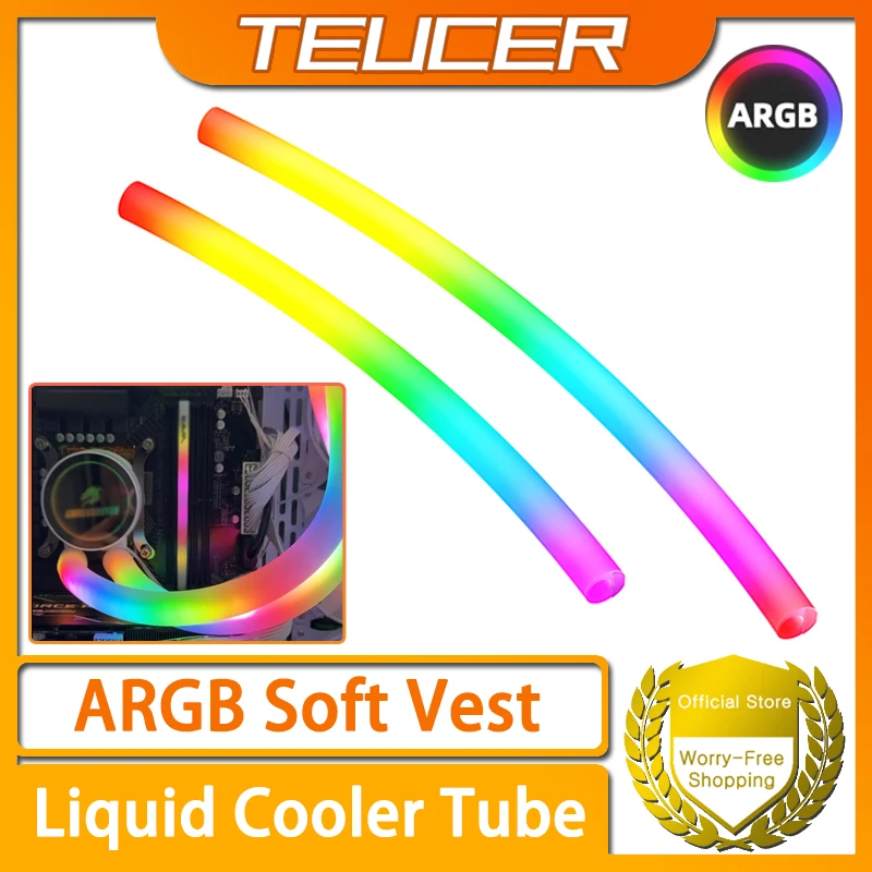 TEUCER ARGB CPU tubo de luz de neón refrigerado por agua para computadora AIO 120 240 360 enfriador de líquido de agua PC accesorios de modificación DIY