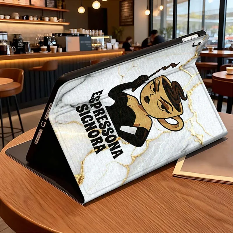 Bailarina capuchino arte para iPad Pro Air Mini 1 2 3 4 5 6 7 7th 8th 9th 10th 11th 10,2 9,7 10,5 10,9 11 12,9 funda para tableta - imagen 3