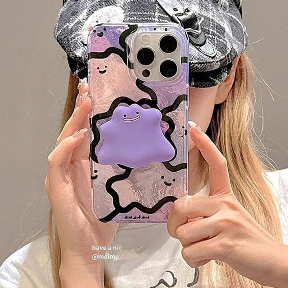 Funda de teléfono transparente 3D con bonito fantasma púrpura para iPhone 16 Pro Max 11 12 13 14 15 X XS XR 7 8 16 Plus SE 2020 con funda suave con soporte - imagen 2