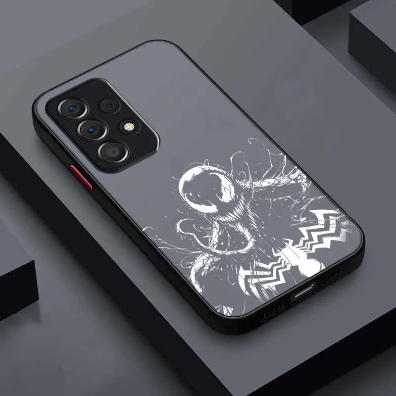Funda de teléfono Venom de lujo de Los Vengadores de Marvel para Samsung Galaxy S25 S24 S23 S22 S21 S20 S10 S9 Ultra Plus FE 5G esmerilado translúcido - imagen 4