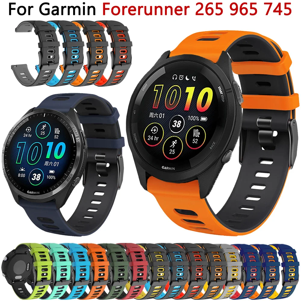 Correa de 22mm para Garmin Forerunner 965 265 745 255M Correa de reloj pulsera de silicona Vivoactive 4 Venu 2 pulseras de repuesto Correa