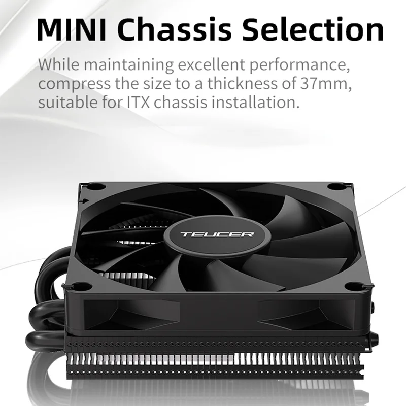 TEUCER-enfriador de CPU de presión baja, 55mm, perfil bajo, 6 tubos de calor, ventilador PWM de 92mm, LGA115x/1200/1700/AM4/AM5 ITX, minicargador de aire - imagen 3