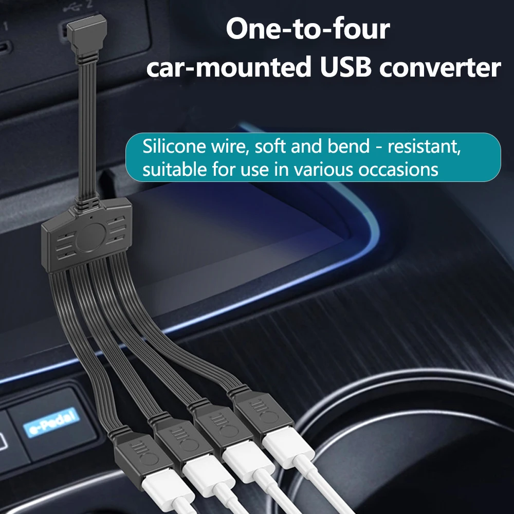 Divisor extensor USB de un punto y cuatro, Cable plano Flexible OTG hacia arriba y hacia abajo, ángulo izquierdo y derecho para ratón de ordenador, teclado, disco U, coche - imagen 2
