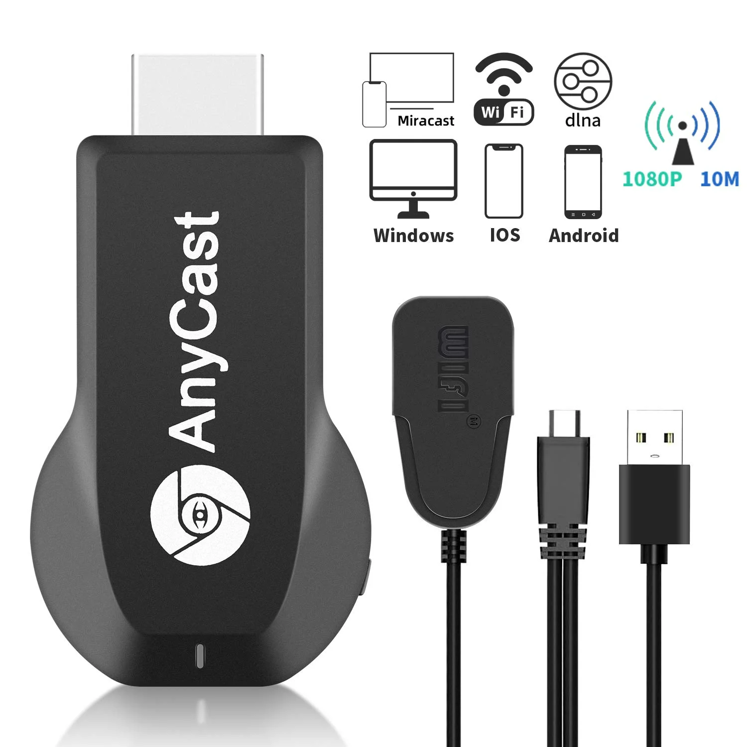 Receptor adaptador de pantalla HD inalámbrico, Dongle de medios de transmisión con espejo de pantalla de 1080P, Compatible con iOS/Android/Windows HDTV - imagen 2