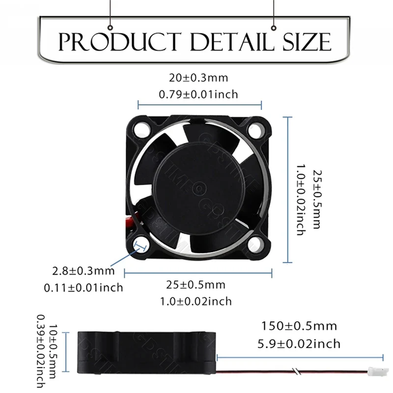 GDSTIME 2510 24V 12V 5V ventilador 25MM * 25MM * 10MM Mini refrigerador 2510 bola/manguito ventilador de refrigeración Axial 25MM Micro ventilador de impresora 3D eléctrica - imagen 5