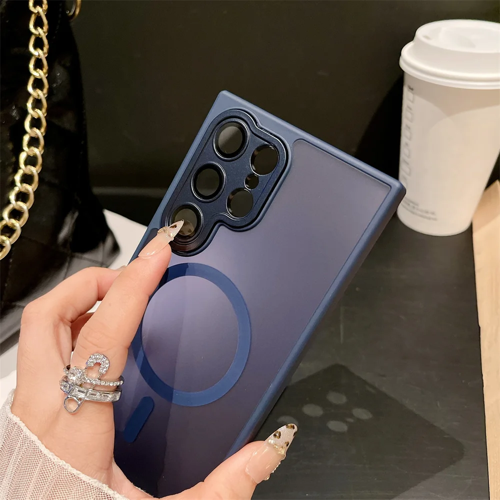 Para Samsung Galaxy mate funda magnética de carga inalámbrica S25 S24 S23 S22 Ultra Plus Magsafe cubierta de lente de vidrio duro a prueba de golpes - imagen 4