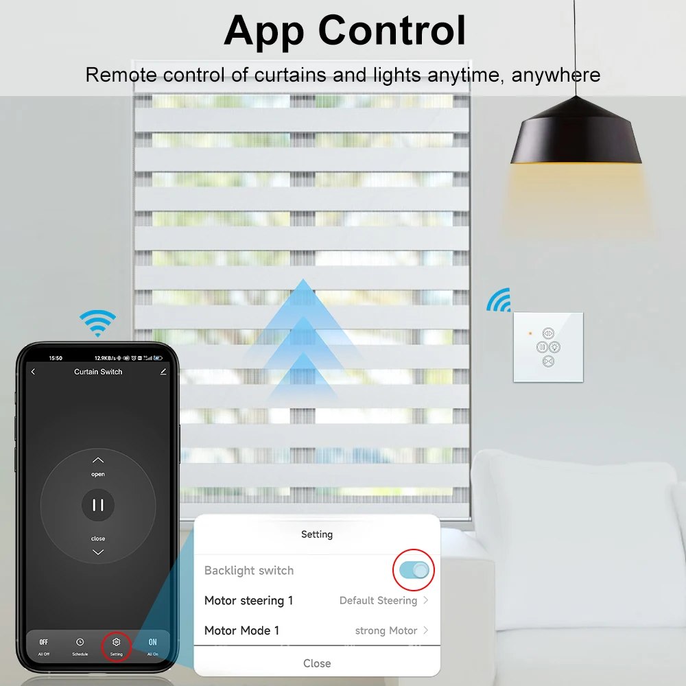 RiooCubee Tuya Smart Life cortina de luz negra Panel táctil interruptor Control remoto temporizador Control por voz a través de Google Home Alexa - imagen 4
