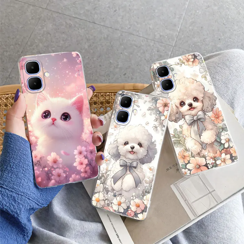 Para Infinix Smart 10 Smart 9 funda de teléfono de lujo para Infinix Smart 7 HD 7 Plus flor transparente suave funda protectora de silicona - imagen 3