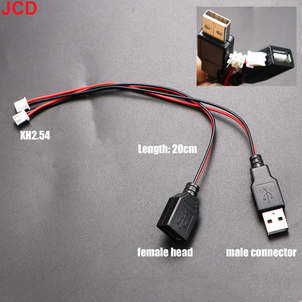 JCD, 1 pieza, cabezal USB macho y hembra a cable Terminal de XH2.54-2P, toma de corriente de 2 núcleos, accesorios DIY para cable Terminal PH2.0 - imagen 2