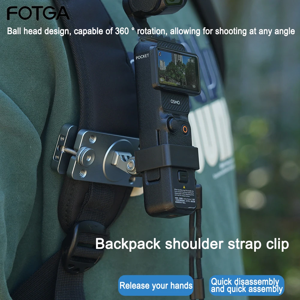 Para DJI osmo bolsillo de acción para Gopro serie para Yi Cámara de Acción hebilla cámara de movimiento Correa de cierre Base fija correa de Clip de aluminio - imagen 2