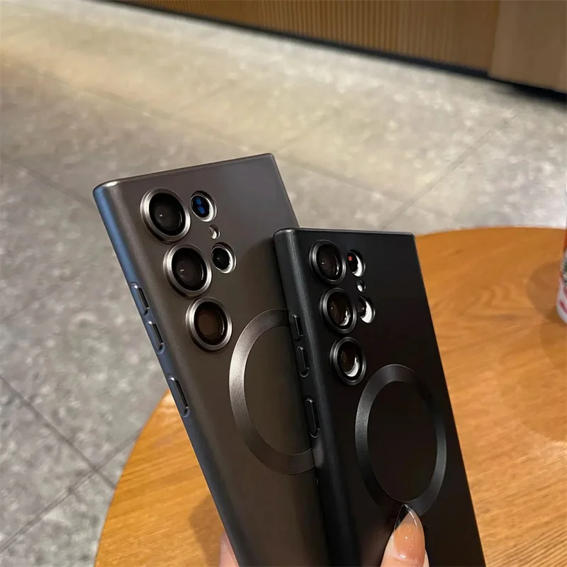 Funda de lujo mate para móvil, carcasa trasera magnética a prueba de golpes para Samsung S23, S22, S24 Ultra, S21 Fe Plus - imagen 5