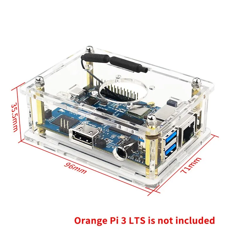 Carcasa transparente de carcasa acrílica Orange Pi 3 LTS, ventilador de refrigeración opcional, disipadores de calor, funda transparente para Orange Pi 3 LTS - imagen 4