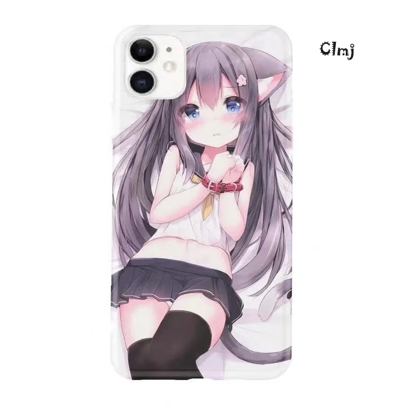 Clmj Anime Linda chica japonesa funda de teléfono para iPhone 16 15 14 13 12 11 Pro Max X XS XR XSMax 7 8 Plus película brillante cubierta dura de PC - imagen 3
