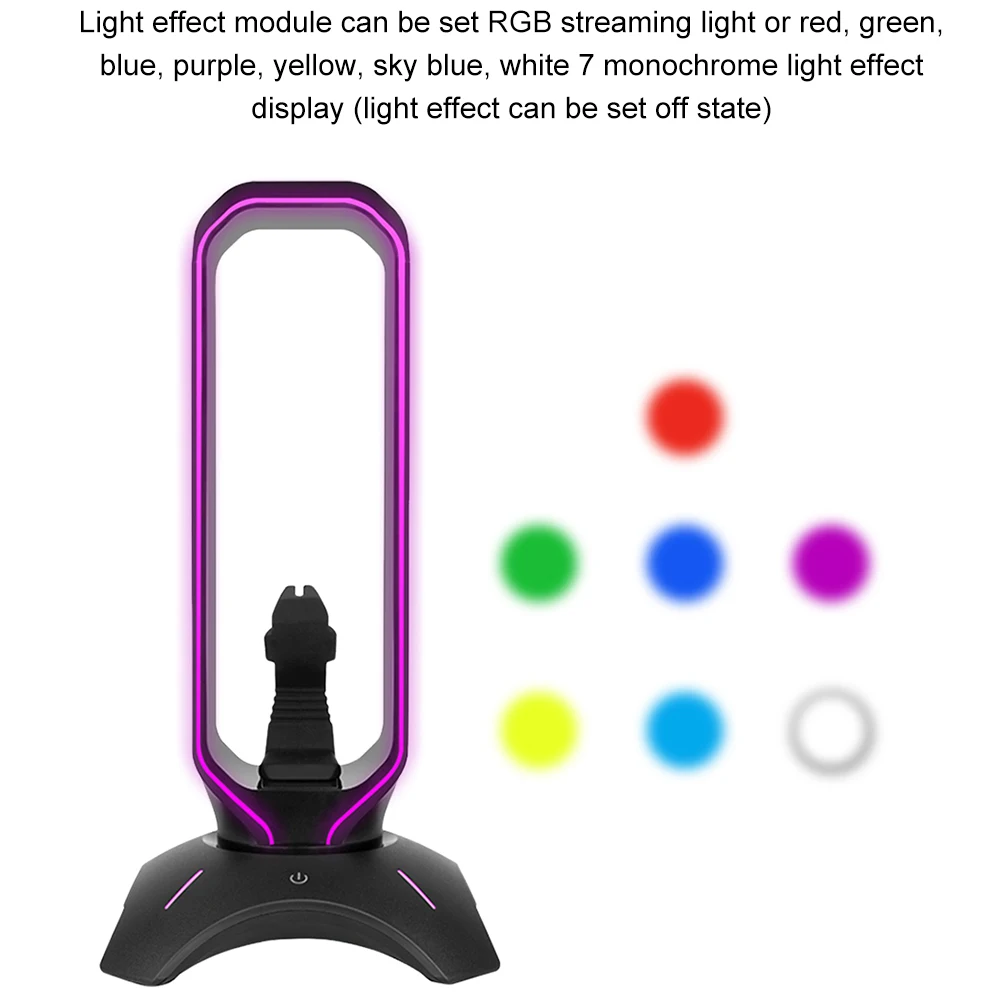 Soporte de auriculares con retroiluminación RGB para juegos, soporte de pantalla para auriculares con cable Bungee para ratón, soporte Vertical, colgador para juego PUBG - imagen 5