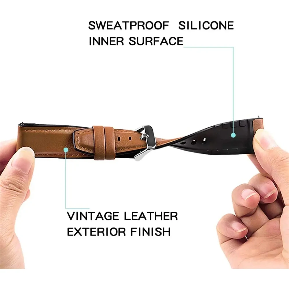 Correa de cuero de 22mm * silicona para HUAWEI WATCH 5 46mm 4pro Buds Runner reemplazar bandas HUAWEI WATCH GT 5 Pro GT5 4 3 pulsera deportiva - imagen 3