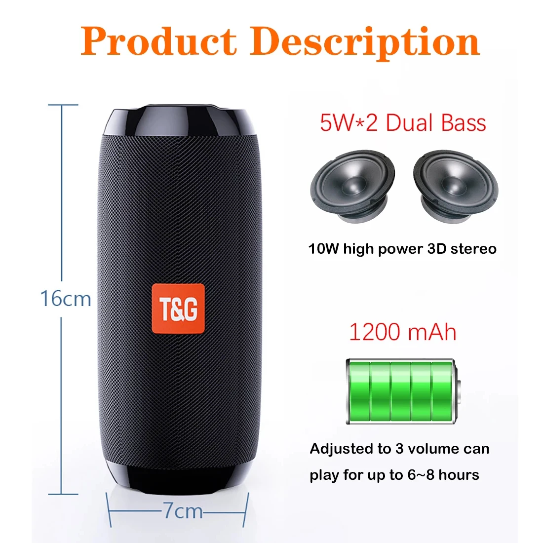 Altavoz Bluetooth Portátil Caixa Som – Subwoofer Radio FM Manos Libres - imagen 2