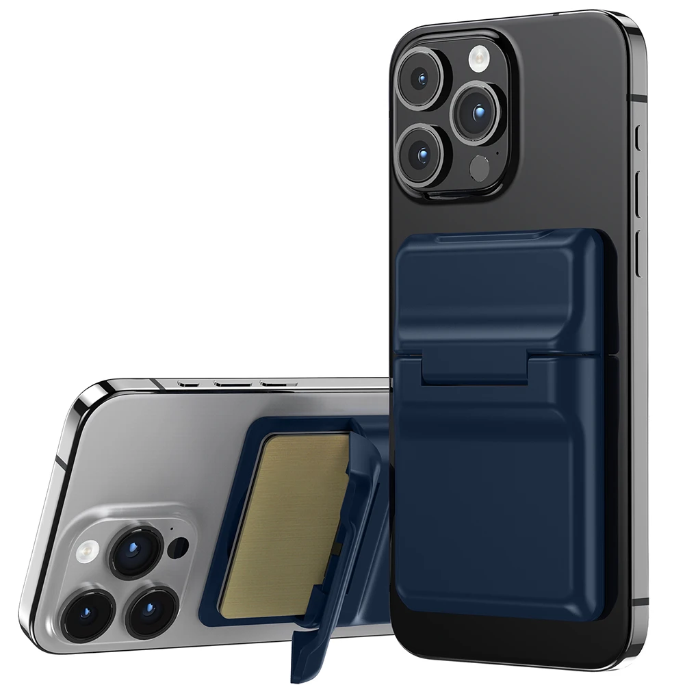 Cartera magnética de 3 tarjetas, carcasa dura con soporte ajustable, ranura para tarjetas, para iPhone serie 15/14/13/12 - imagen 4