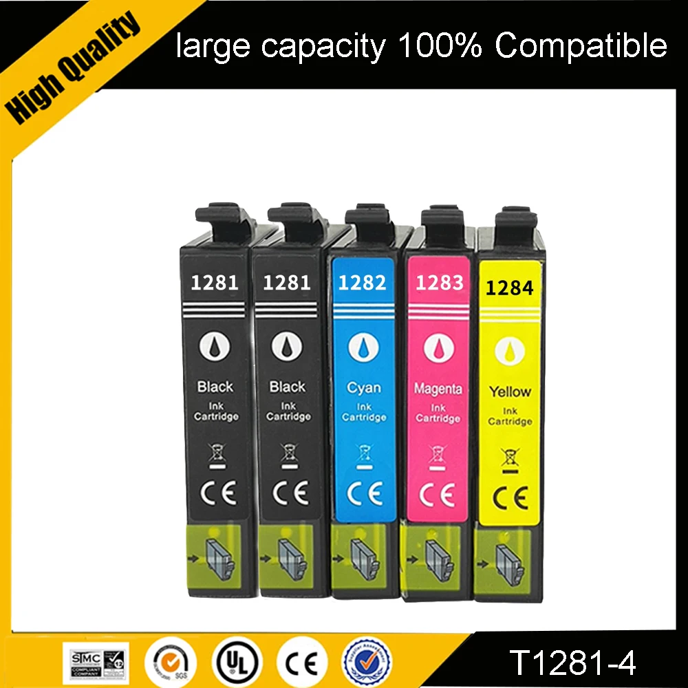 Cartucho de tinta T1281 para impresora Epson T 1281-1284 T1281XL Compatible con lápiz óptico S22 SX125 SX130 SX230 SX235W SX445W T1281XL