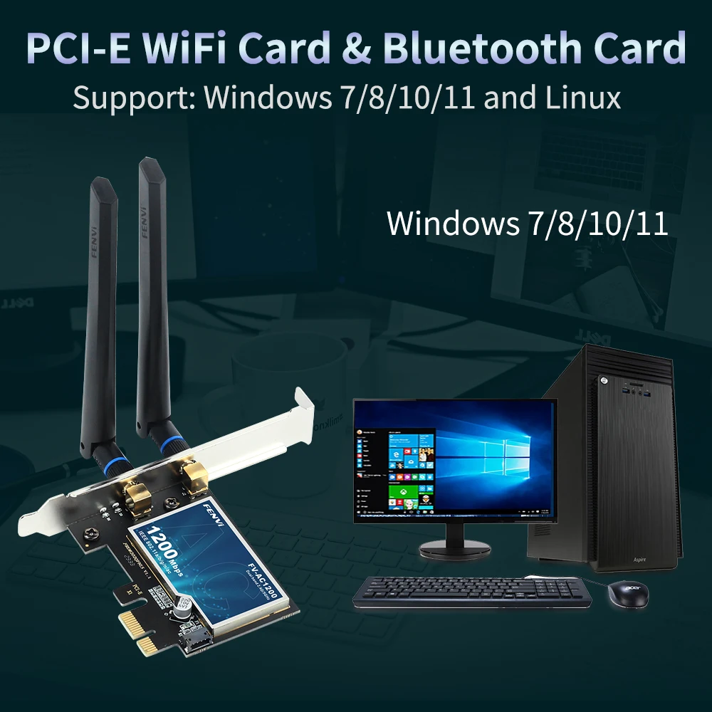 FENVI AC1200 WiFi 5 adaptador PCIE BT4.0 banda Dual 2,4 GHz/5GHz 802.11AC tarjeta Wi-Fi de red inalámbrica para PC de escritorio Windows 7/10/11 - imagen 5