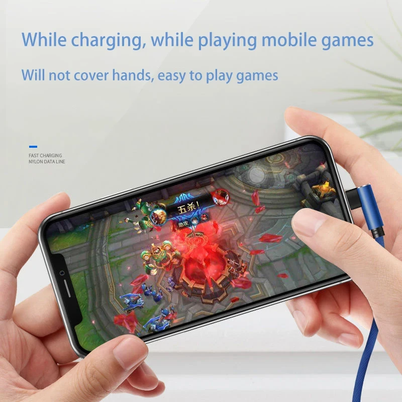 Cable de carga rápida tipo C 5A, Cable de codo de 90 grados, Cable USB C para juegos, Samsung, Xiaomi, Redmi, Honor, cargador de teléfono, Cable Usb - imagen 3