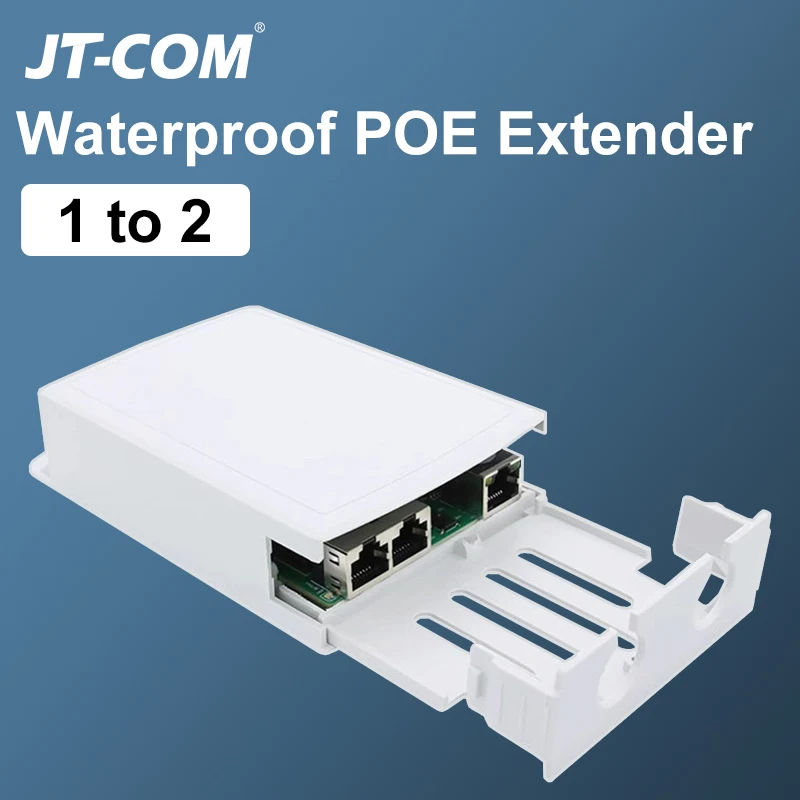 Extensor PoE 1 en 2, resistente al agua IP67, repetidor PoE de 500m, para exteriores, adaptador PoE de 2 puertos