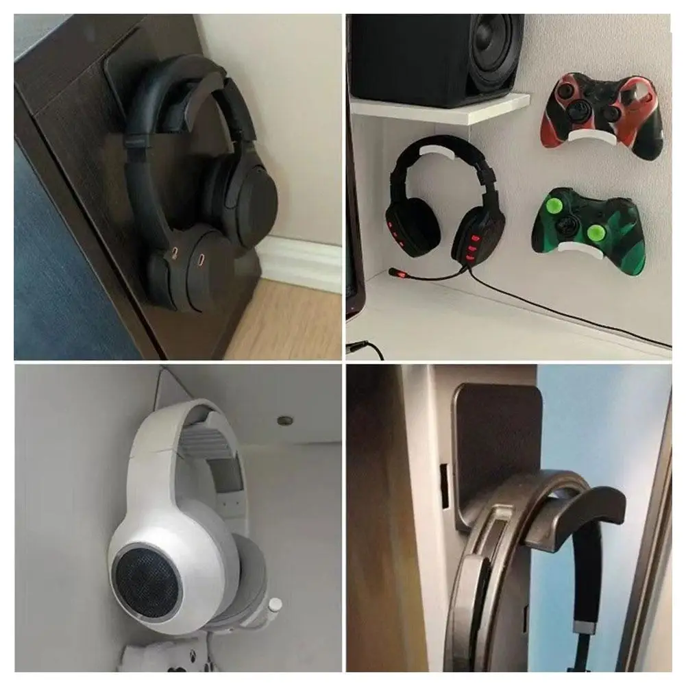 Soporte Universal para auriculares, colgador de montaje en pared de plástico adhesivo, debajo del escritorio, soporte para auriculares para juegos - imagen 5