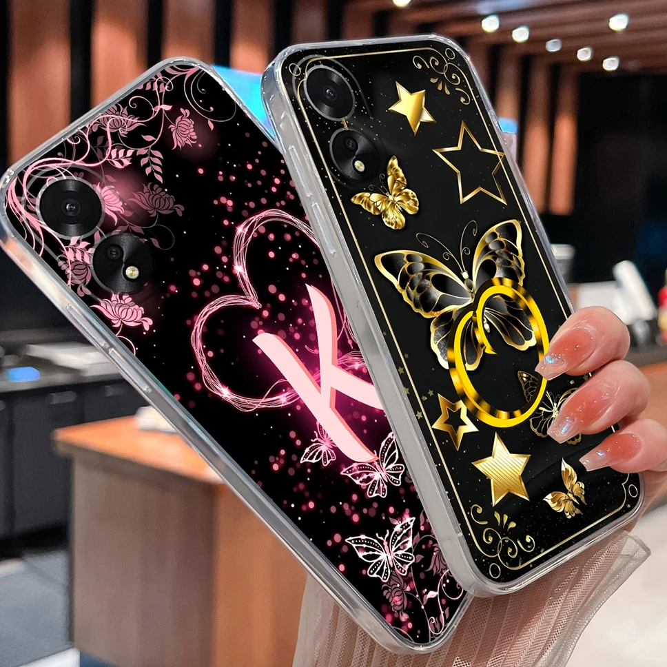 Para Oppo A38 A18 4G Funda de teléfono amor corazón letras suave delgada TPU Funda transparente de silicona para Oppo A 38 A 18 Funda ligera - imagen 2