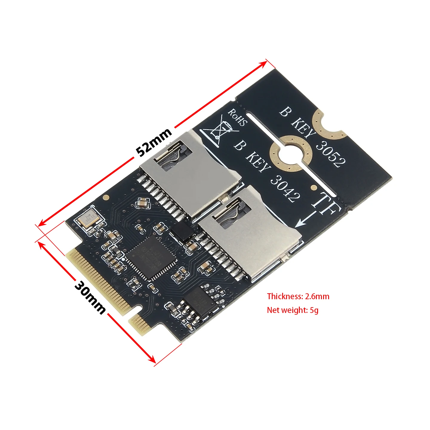 Placa adaptadora M.2 B-KEY a doble TF, velocidad 100 - 160M/S, compatible con llave - B USB3.0, intercambiable en caliente, diseño estable y de buen rendimiento - imagen 4