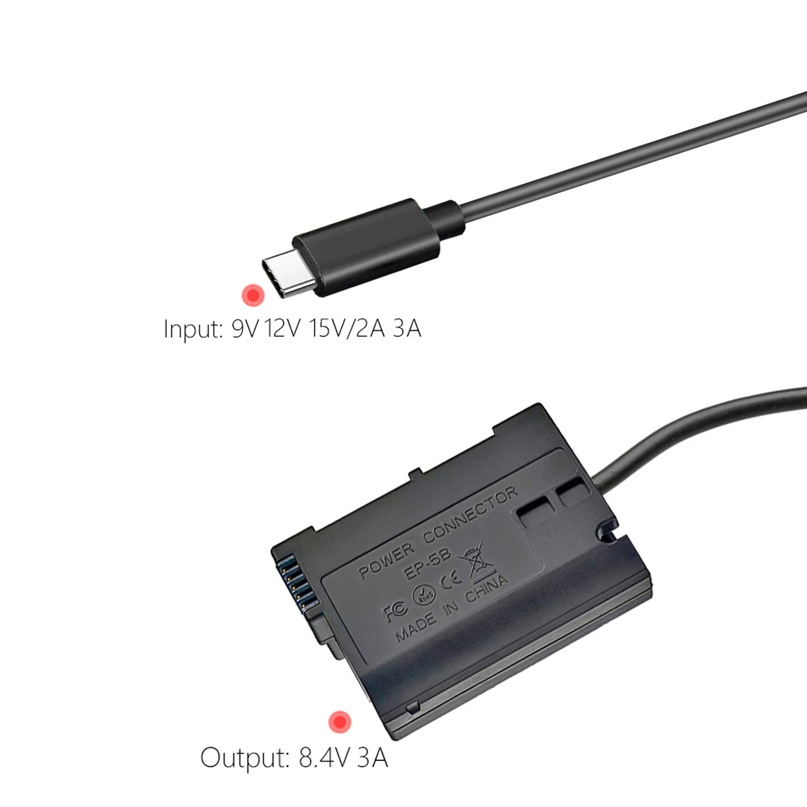 Acoplador de alimentación EP-5B USB-C a batería ficticia EN-EL15 para Nikon Z5, Z6, Z6 II, Z7, Z7 II, Z8, D500 D610 D750 D780 D800 D800e D810 - imagen 3