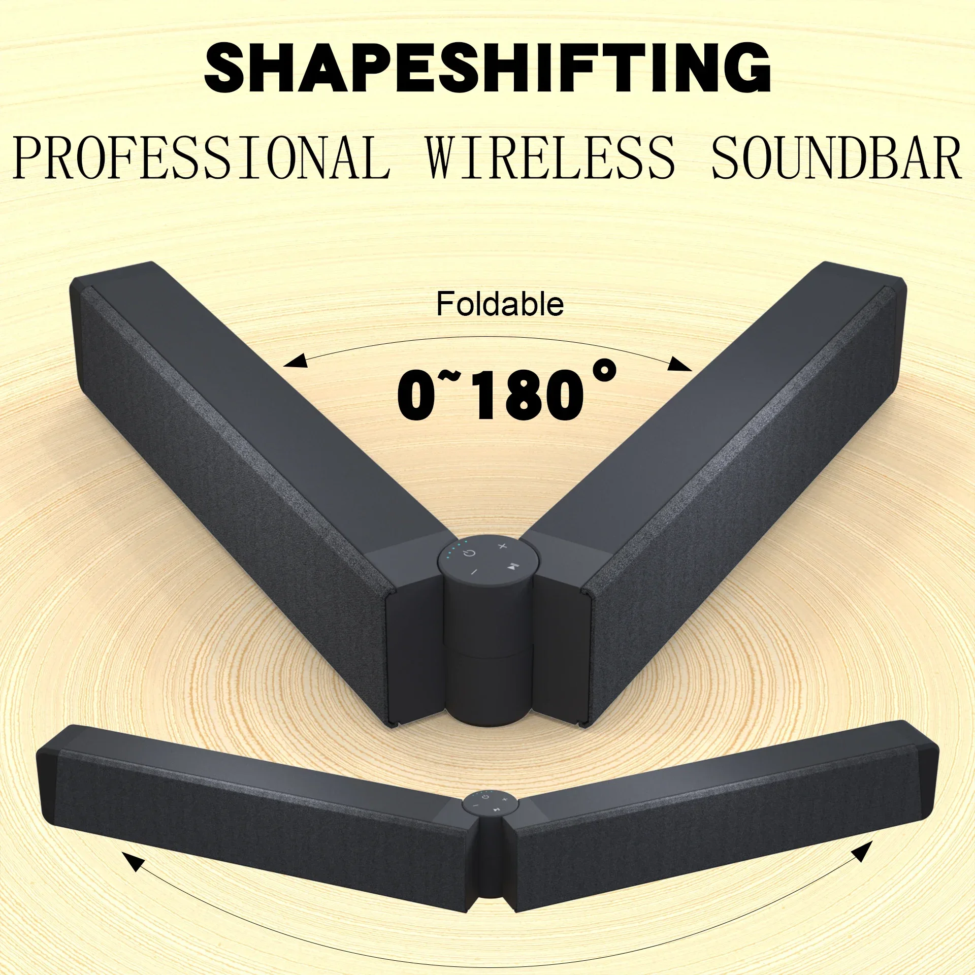 Barra de sonido para TV, altavoces inalámbricos BT 5,1 con barra de sonido plegable FM, sistema de sonido envolvente para cine en casa, conexión de tarjeta TF/Aux/RCA - imagen 2