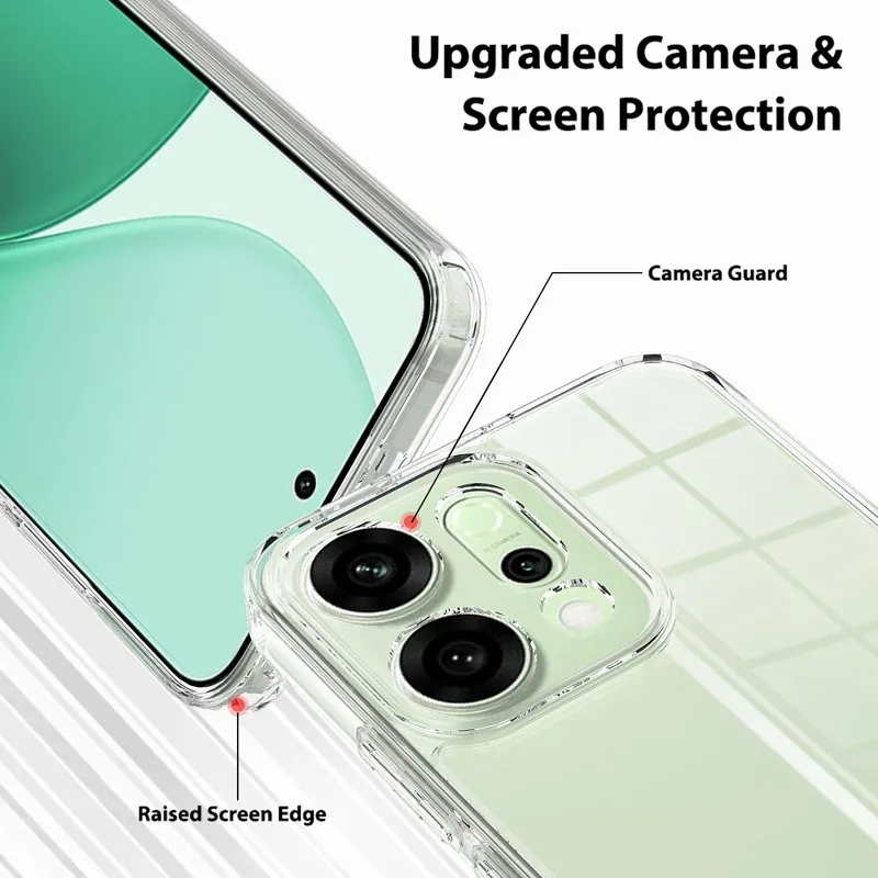 Para OPPO Reno 14, 14 Pro 5G funda ELVEV antiarañazos anticaída TPU cubierta trasera transparente acrílica dura - imagen 4