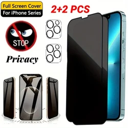 Protectores de pantalla de privacidad 4 en 1 para iPhone 16 15 Pro Max 13 14 Pro Cristal de lente de cámara para iPhone 12 11 Pro Max 16 15 14 Plus