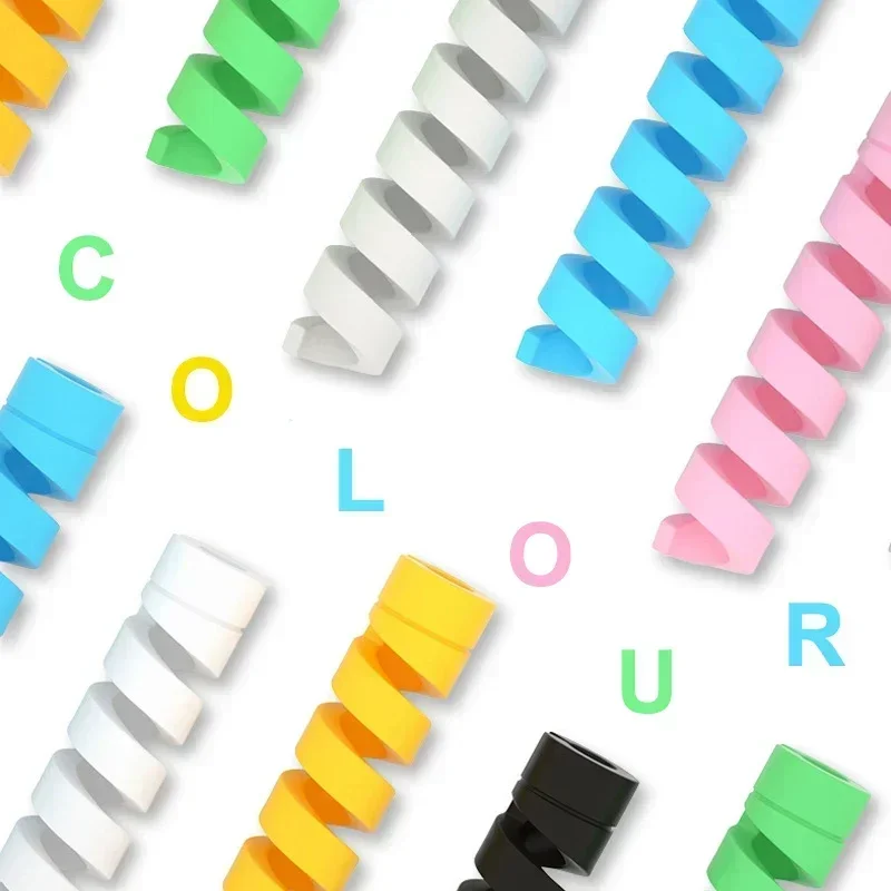 10 Uds. Protector de Cables de datos de silicona, tubo enrollador, Cable de carga de teléfono Flexible, cables enrolladores en espiral para cables de cargador USB de teléfono