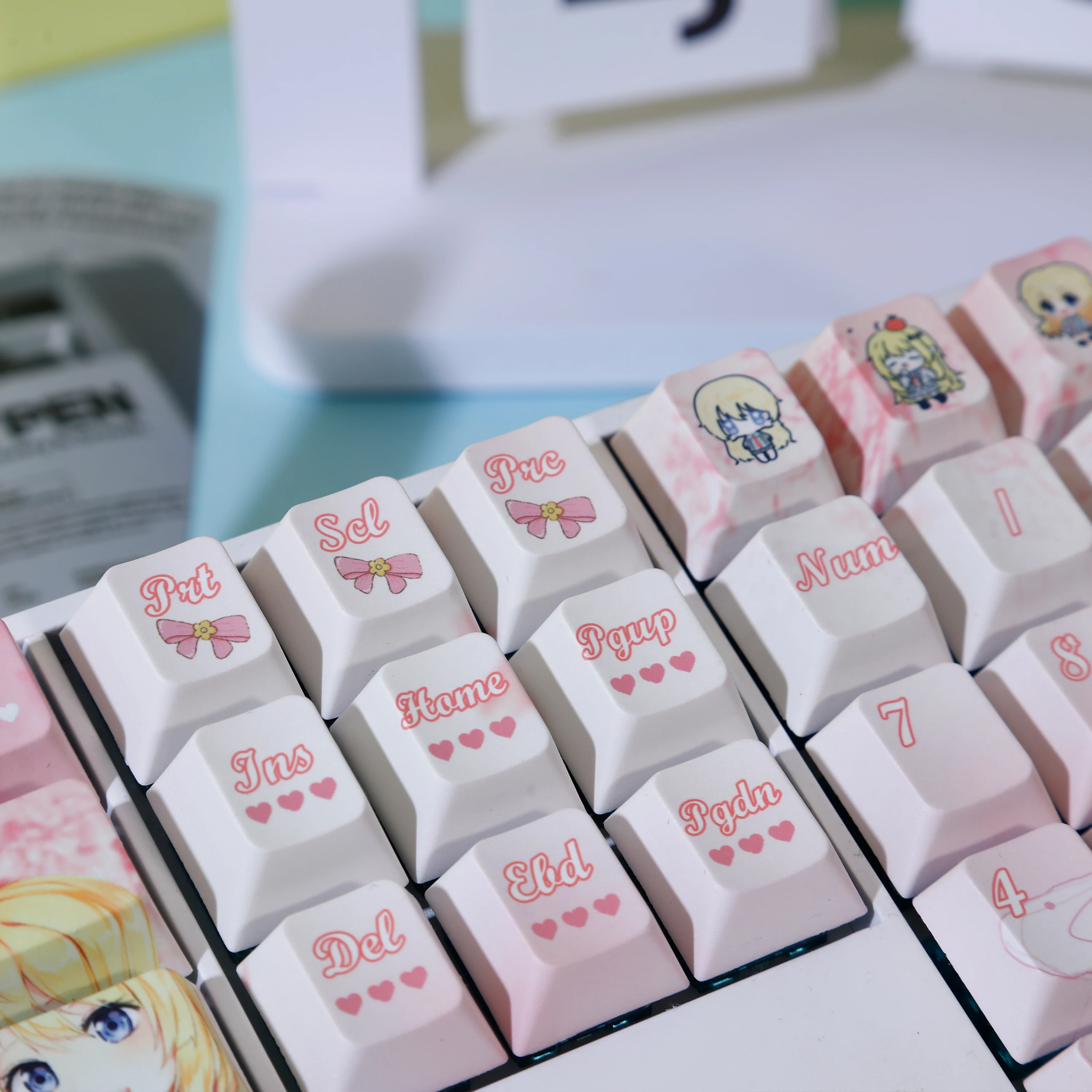 Lindo Anime Miyazono Kaori tema Keycaps Anime Key Cap PBT Cherry perfil Keycap Teclado mecánico Made68 Mad68 Wooting 60 - imagen 5