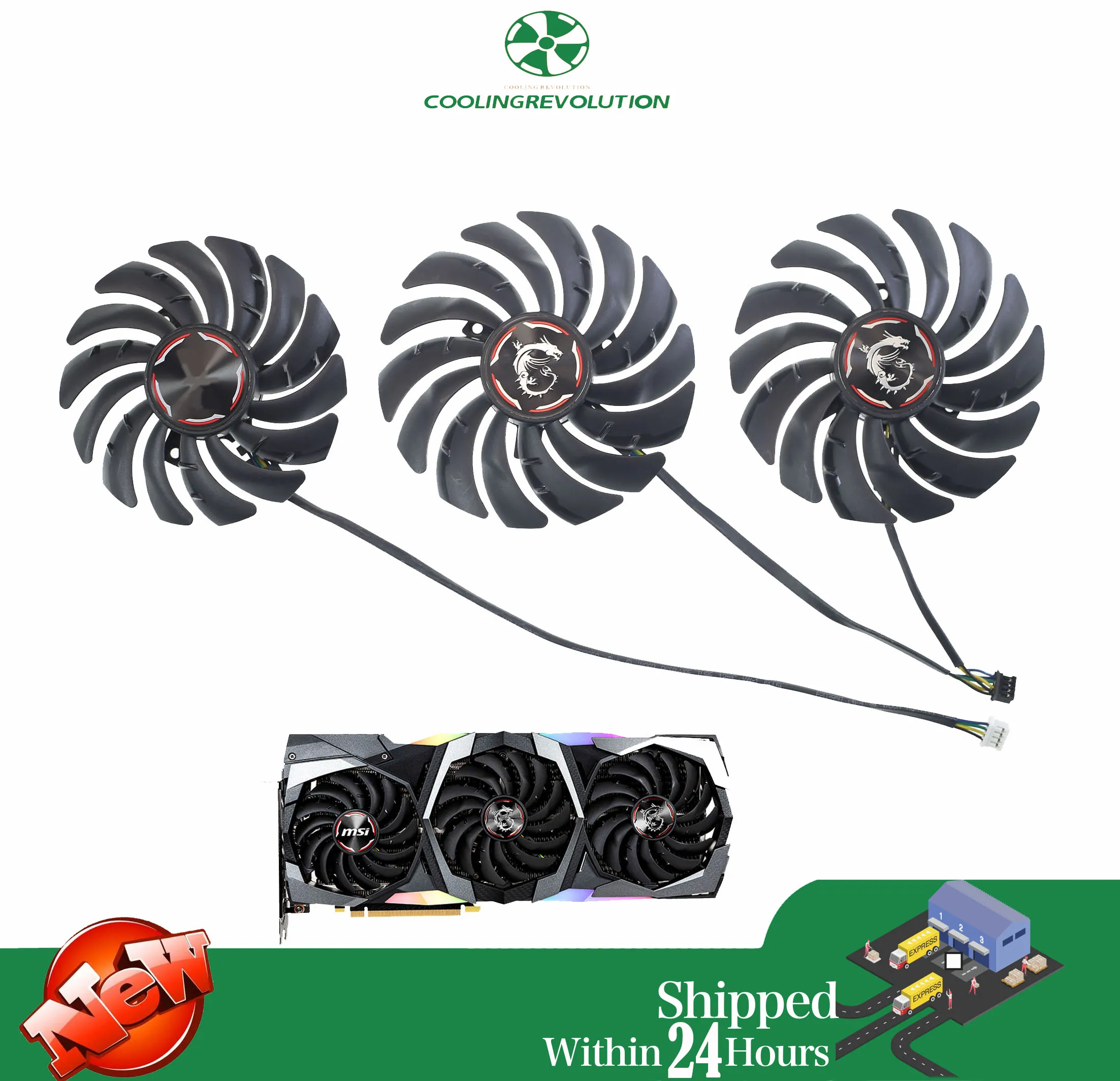 PLD09210B12HH PLD10010B12HH DC12V ventilador de tarjeta gráfica para MSI RTX 2080 2080Ti 2080 2070 SUPER GAMING X TRIO ventilador de refrigeración de tarjeta de vídeo - imagen 2