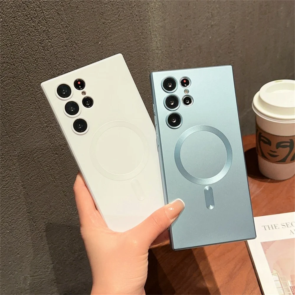 Funda de teléfono Magsafe de silicona suave de Color metálico para Samsung A16 A26 A36 A56 A25 A35 A55 A14 A24 A34 A54 A06 funda suave fina