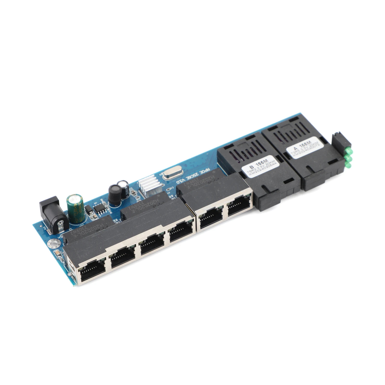 Conmutador Ethernet POE, convertidor de medios de fibra óptica de 10M/100M, placa PCBA 6 RJ45 + 2 puertos SC A + B 1310nm/1550nm 20KM - imagen 5