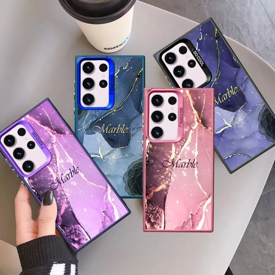 Funda de teléfono de mármol para Samsung Galaxy S24 Ultra S21 FE S20 FE S20 S25 S23 Ultra S22 Plus, funda suave de lujo