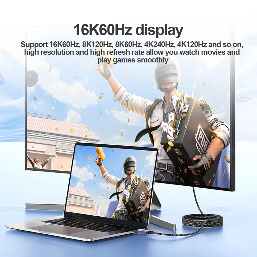 Cable Displayport de vídeo Ultra HD de 80Gbps, 16K @ 60Hz, 2,1 HDR, 3m, 5m, 8K @ 120Hz, DP 2, 1, Cable de Audio 4K @ 240hz, 2m, 1m, Cable de puerto de visualización m 3D - imagen 2