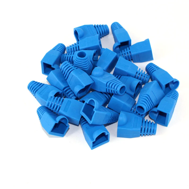 10/20/50 Uds tapas RJ45 azul gris gato 5 botas funda protectora Cat5a Cat6 RJ45 cubierta de conectores de Cable Ethernet de red - imagen 3