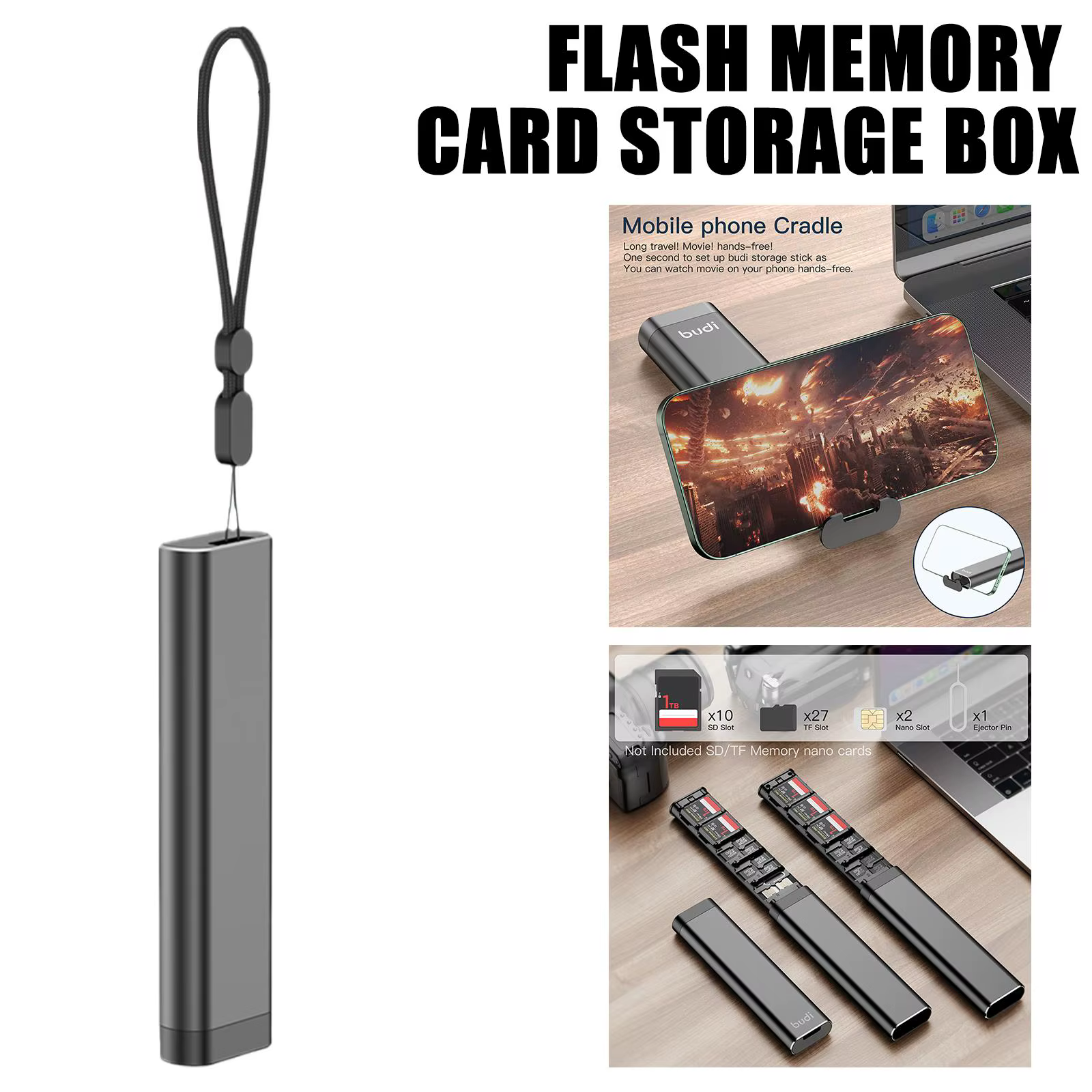 BUDI Caja Portatil 30 en 1 para Tarjetas MicroSD SDXC SDHC TF - imagen 5