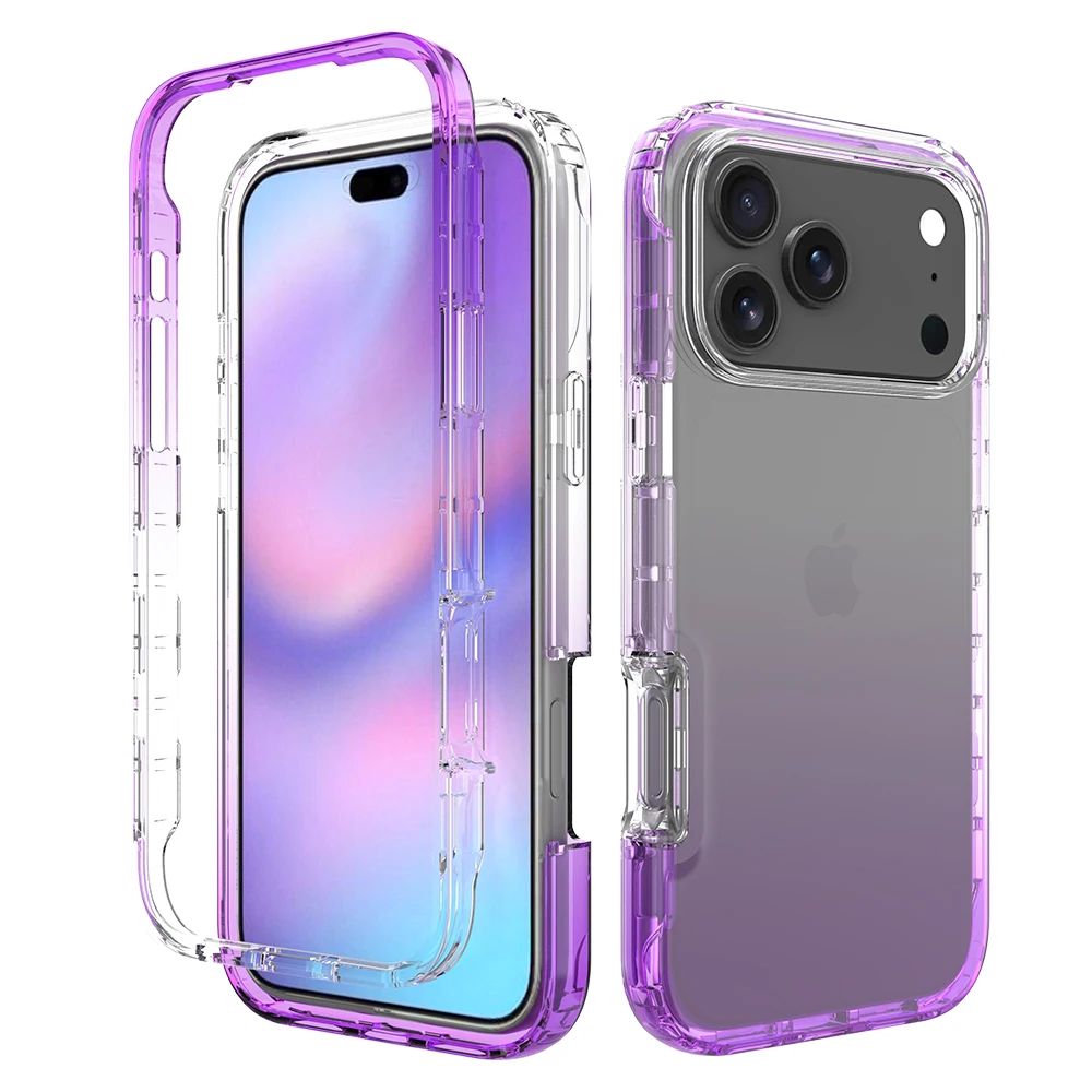 Protección de cuerpo completo gradiente parachoques transparente funda para iPhone 17 16 15 14 13 12 11 Pro Max Air Plus X XR XS cubierta a prueba de golpes - imagen 2