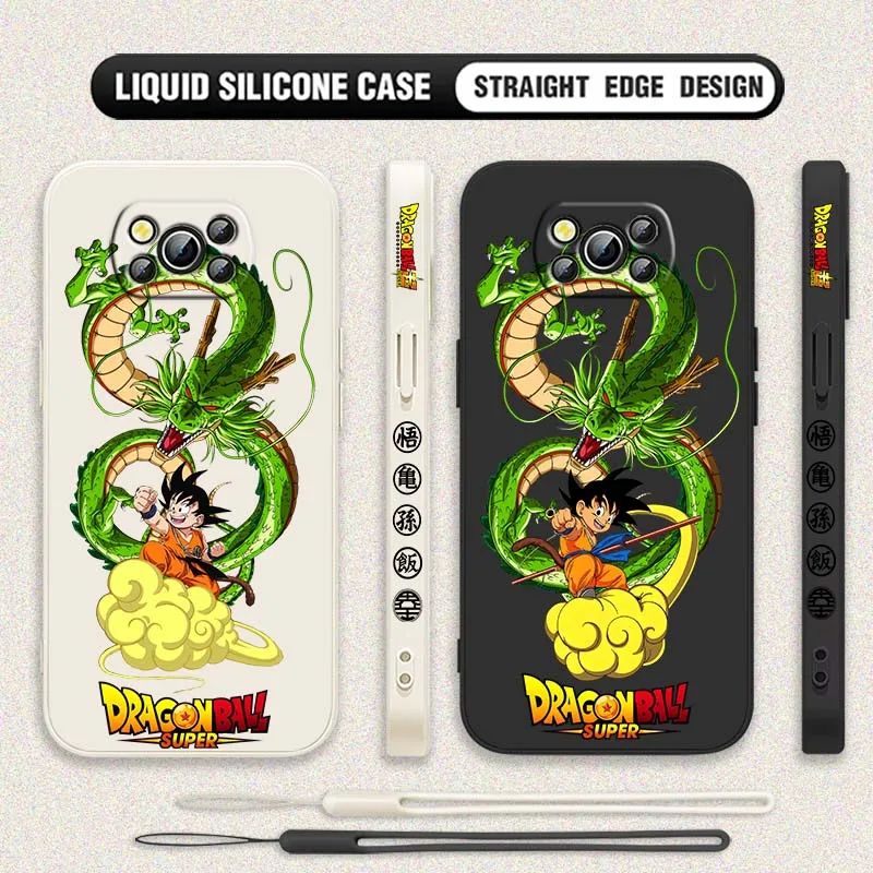 D-Dragon Ball Comics Goku Dragon para Xiaomi Poco X6 X5 X4 X3 M6 M5 M3 F6 F5 F4 F3 GT Pro 5G cubierta de la caja del teléfono de cuerda izquierda líquida - imagen 2