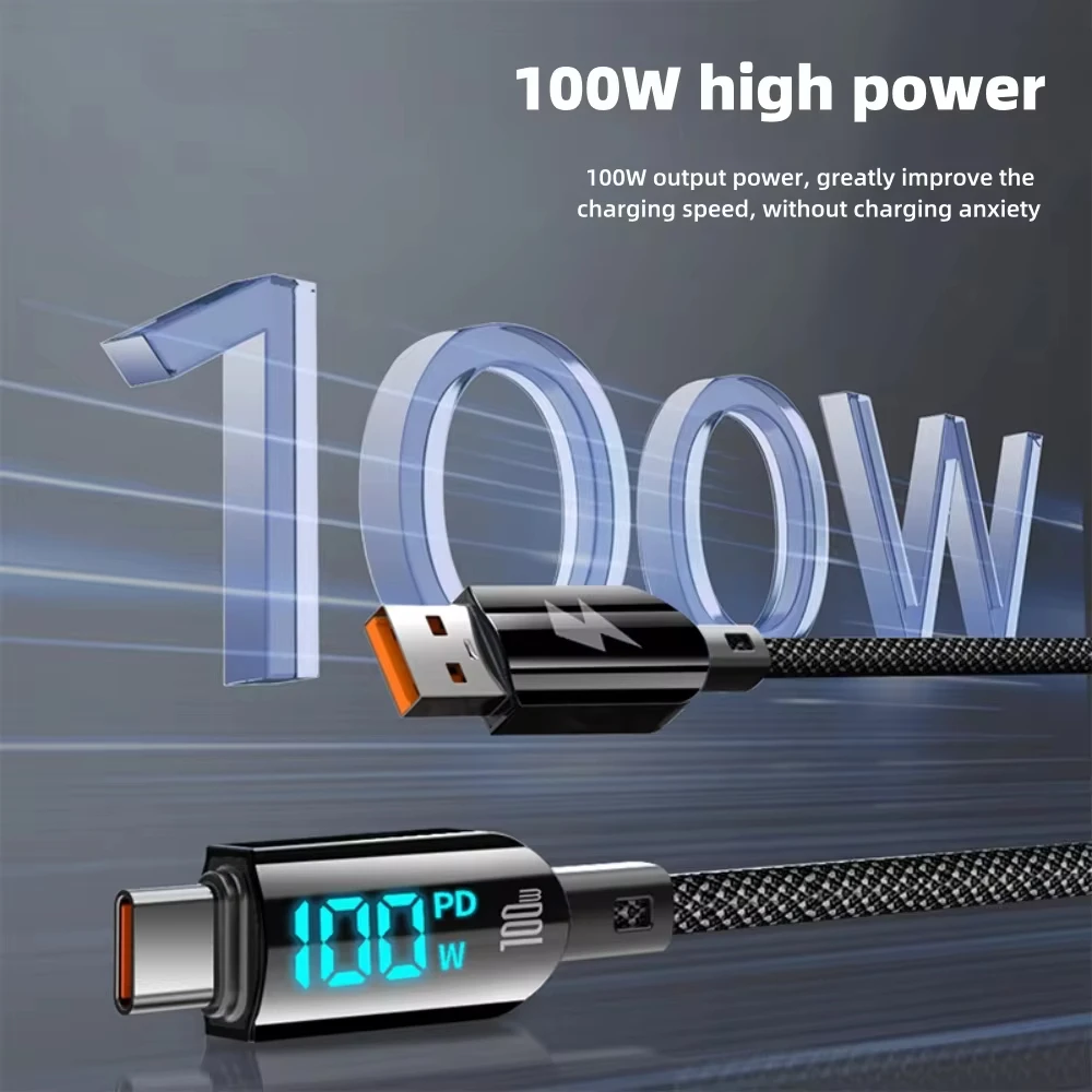 NNBILI 100W Cable USB tipo C Cable de datos de pantalla Digital de carga rápida carga PD de alta potencia para iPhone 15 Samsung Huawei Xiaomi - imagen 3